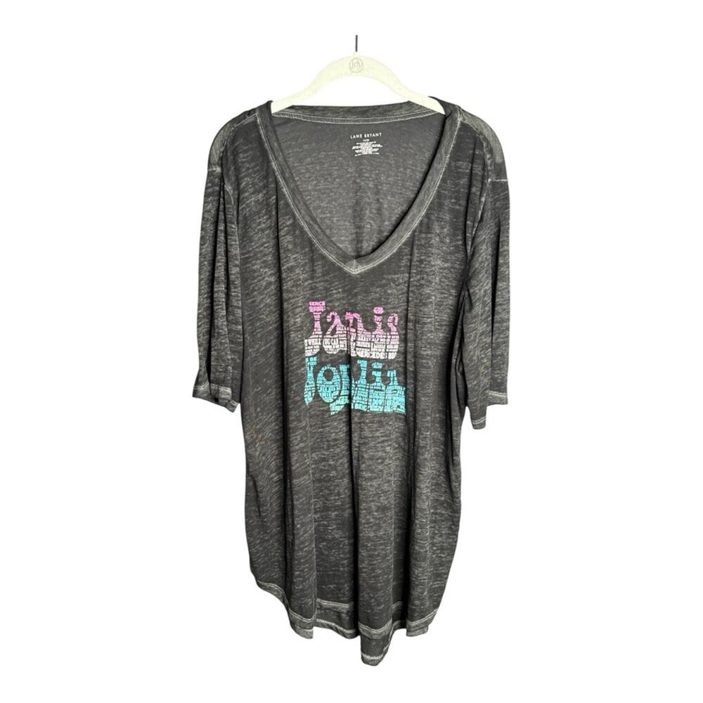 Lane Bryant Dark Gray Janis Joplin V Neck Tee 18/20